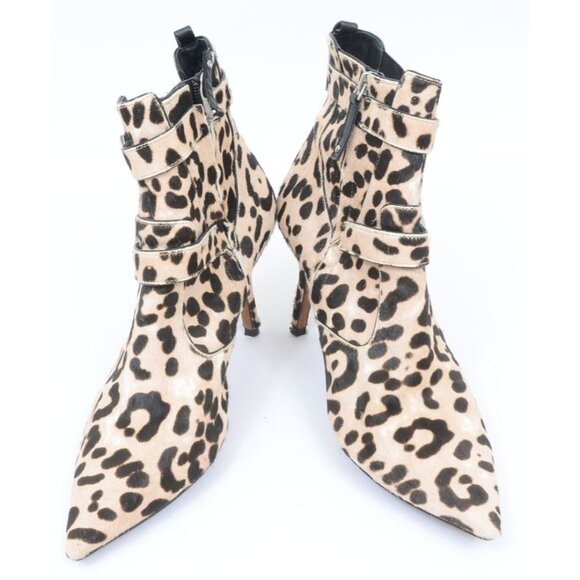 Linea Paolo Nikita II Genuine Calf Hair Leopard Buckled Ankle Bootie Women 11M - Picture 7 of 9